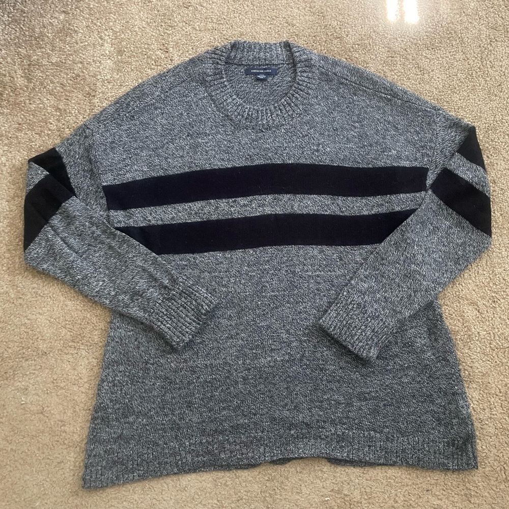 Gray and Black Striped Men's Sweater American Eagle size men’s